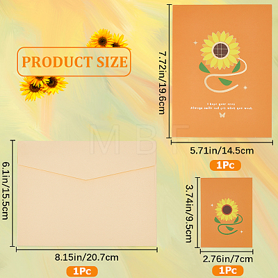 3D Sunflower Pop Up Paper Greeting Card AJEW-WH0038-32-1