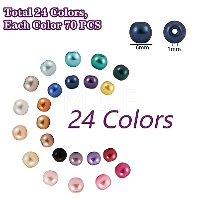 1680Pcs 24 Colors Baking Painted Glass Round Bead Strands HY-SZ0001-05-1