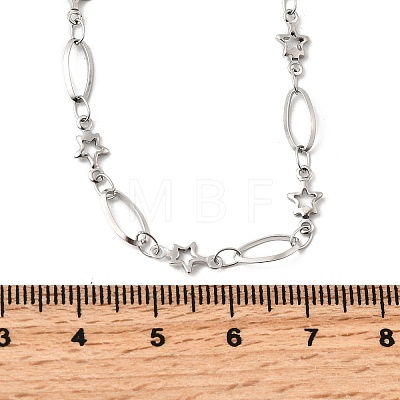 304 Stainless Steel Star Link Chain Necklaces for Women NJEW-A046-02A-P-1
