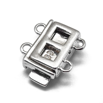 Rhodium Plated 925 Sterling Silver Box Clasps STER-L057-016P-1