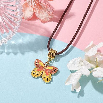 Alloy Enamel Butterfly Pendant Necklaces NJEW-JN04580-01-1