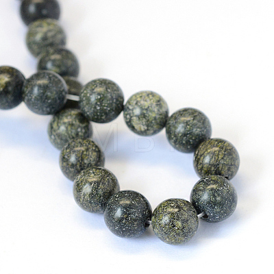 Natural Serpentine/Green Lace Stone Round Bead Strands G-E334-10mm-14-1