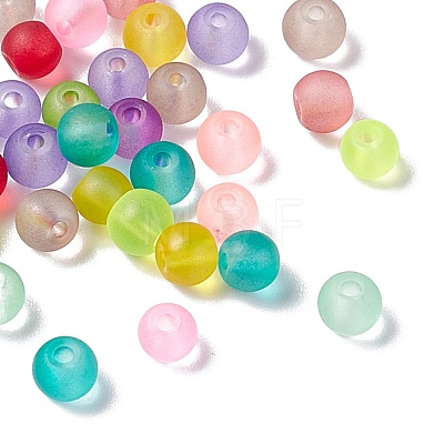 500Pcs 3 Style Transparent Frosted Glass Beads FGLA-FS0001-01-1
