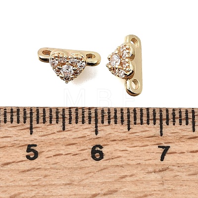Brass Micro Pave Clear Cubic Zirconia 2-Loop Heart Spacer Bars KK-C258-05LG-1