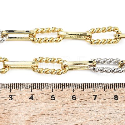 Two Tone Brass Twisted Rectangle Link Chain Necklaces KK-C251-31GP-1