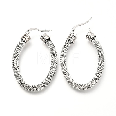 304 Stainless Steel Mesh Hoop Earrings EJEW-C501-14P-A-1