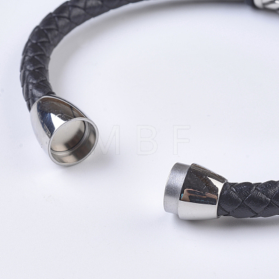 Men's Braided Leather Cord Bracelets BJEW-P194-09-1