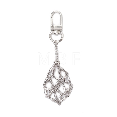 304 Stainless Steel Macrame Chain Pouch Empty Stone Holder Pendant Decoration HJEW-JM02077-1