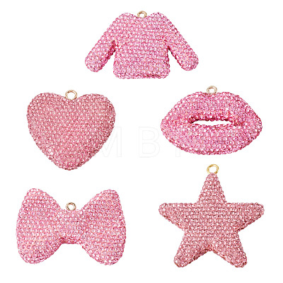 5Pcs 5 Styles Handmade Polymer Clay Pendants RB-BT0001-05A-1