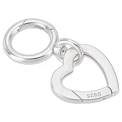 2Pcs 2 Styles 925 Sterling Silver Spring Gate Rings STER-ME0001-59-1