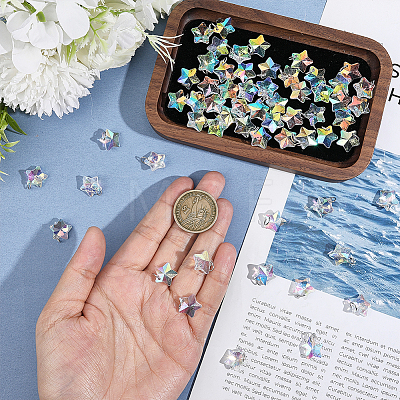60Pcs Star Glass Pendants PALLOY-HY00123-1