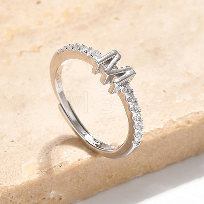 S925 Sterling Silver Adjustable Letter Rings for Women RJEW-M068-01P-M-1