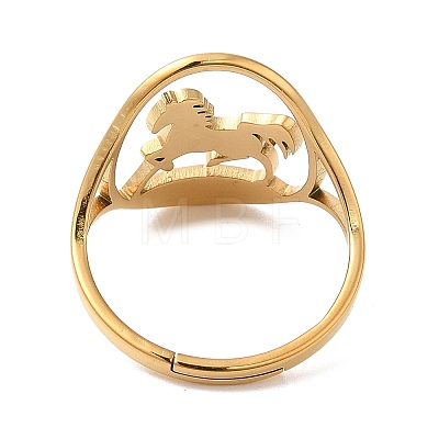 Ion Plating(IP) 304 Stainless Steel Horse Adjustable Ring for Women RJEW-M149-21G-1