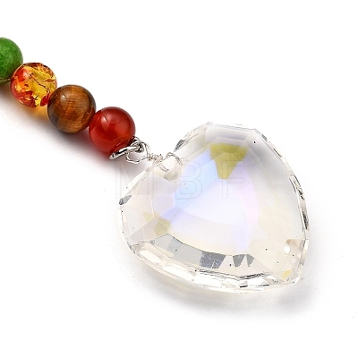 Chakra Heart Crystal Suncatcher Dowsing Pendulum Pendants PALLOY-JF00460-03-1