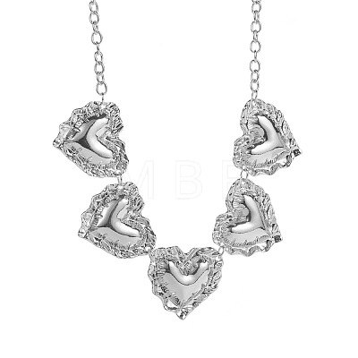 Alloy Textured Heart Bib Necklaces for Women WGBCDDA-02-1