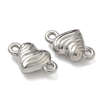 304 Stainless Steel Corrugated Heart Links Connector Charms STAS-D211-14D-P-1