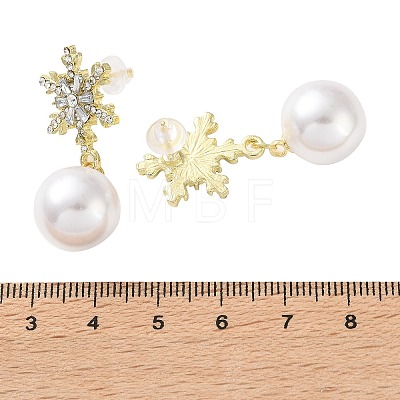 Christmas Alloy Rhinestone Dangle Stud Earrings EJEW-F408-05G-1