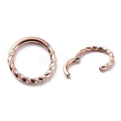 Ion Plating(IP) Twisted Ring Hoop Earrings for Girl Women STAS-K233-02B-RG-1