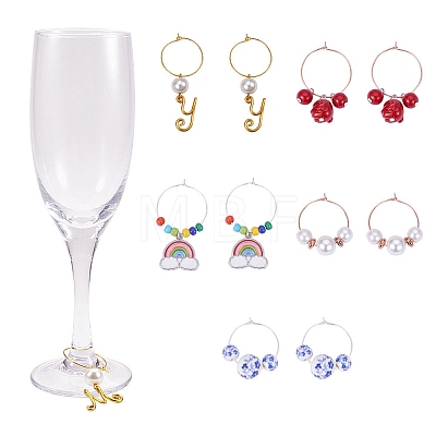 Brass Wine Glass Charm Rings KK-PH0035-15-1