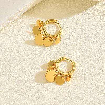 Stainless Steel Flat Round Chandelier Earrings X-JB5555-1