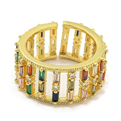 Brass Micro Pave Cubic Zirconia Cuff Rings RJEW-L113-008G-1