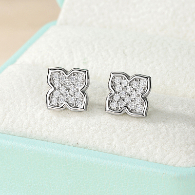 925 Sterling Silver Pave Moissanite Stud Earrings for Women NZ9775-1