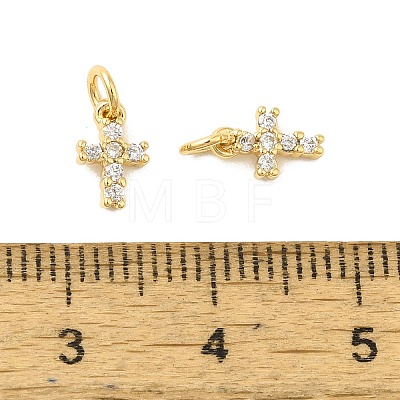 Cross Shape Rack Plating Brass Micro Pave Cubic Zirconia Pendants Charms KK-S396-07C-1