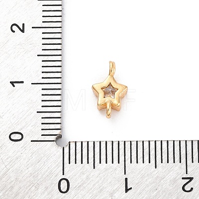 Brass Cubic Zirconia Star Connector Charms KK-Z084-11G-04-1