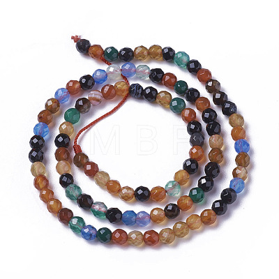 Natural Multi-Color Agate Beads Strands G-F596-36-4mm-1