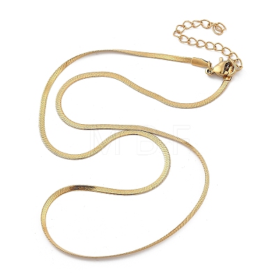 Ion Plating(IP) 304 Stainless Steel Flat Snake Chains Necklaces for Women Men NJEW-U019-02G-1