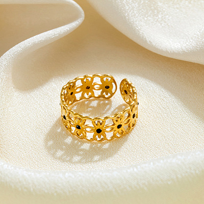 201 Stainless Steel Rhinestone Cuff Open Rings WG1EB26-01-1