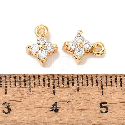 Brass Micro Pave Clear Cubic Zirconia Charms KK-M294-18G-1