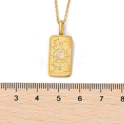 304 Stainless Steel Pave Opalite Rectangle Pendant Necklaces for Women Men NJEW-R018-05G-02-1