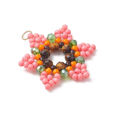 Glass Seed Beaded Pendants PALLOY-MZ01241-04-1