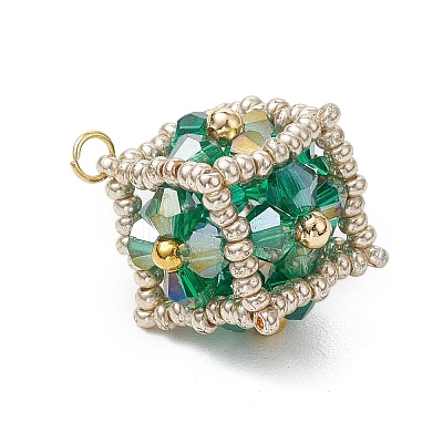 Beaded Cube Charms PALLOY-MZ00440-01-1