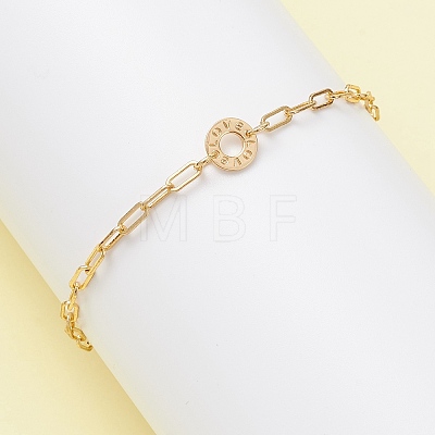Brass Ring with Word Love Link Bracelets BJEW-JB12816-1