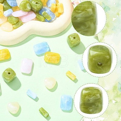 72Pcs 10 Styles Opaque & Transparent Acrylic Beads OACR-FS0002-83-1