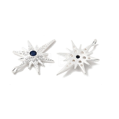 925 Sterling Silver Capri Blue Rhinestone Pendants STER-K188-03S-1