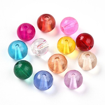 Baking Painted Transparent Glass Beads DGLA-Q022-8mm-M-1