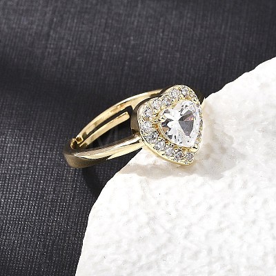 Brass Micro Pave Clear Cubic Zirconia Cuff Open Rings CU-CBA5C10-01G-1
