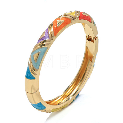 Triangle Pattern Zinc Alloy Enamel Hinged Bangles for Women FS-WGCD457-10-1
