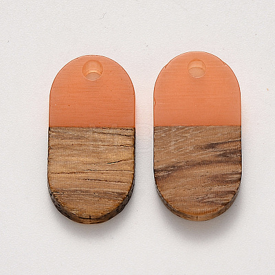 Transparent Resin & Walnut Wood Pendants RESI-S384-006A-B01-1