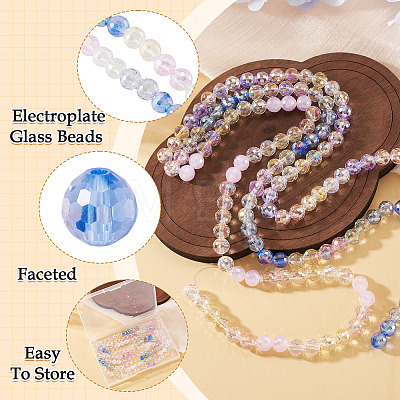 3 Colors 3 Strands Electroplate Glass Beads Strands EGLA-TA0013-51B-1