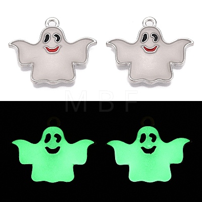 Halloween Theme Rack Plating Luminous Alloy Enamel Pendants ENAM-N056-238P-1