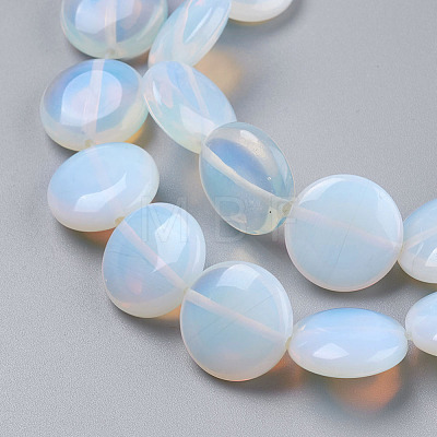 Flat Round Opalite Beads Strands G-S110-25-1