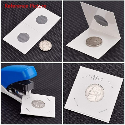 Cardboard Staple Type Coin Mylar Flip Holder Cover Case AJEW-WH0052-06F-1