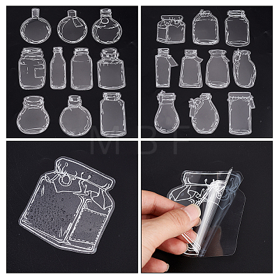 AHADERMAKER 4 Bags 4 Styles PET Adhesive Waterproof Stickers Set STIC-GA0001-03-1