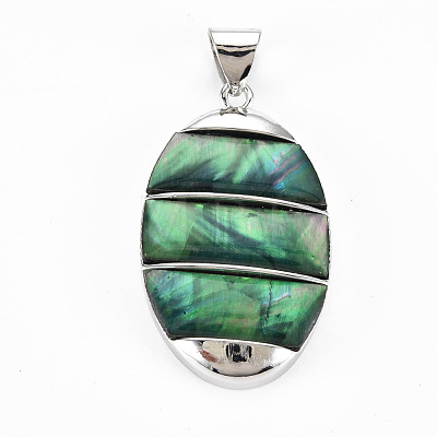 Natural Abalone Shell/Paua Shell Big Pendants SHEL-N333-009A-B01-1