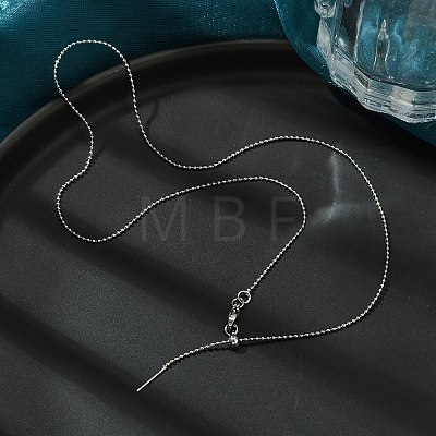 1mm Rack Plating Brass Ball Chain Adjustable Slider Necklaces for Women Men MAK-L044-51P-1