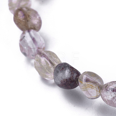 Natural Rutilated Quartz Bead Stretch Bracelets BJEW-K213-39-1